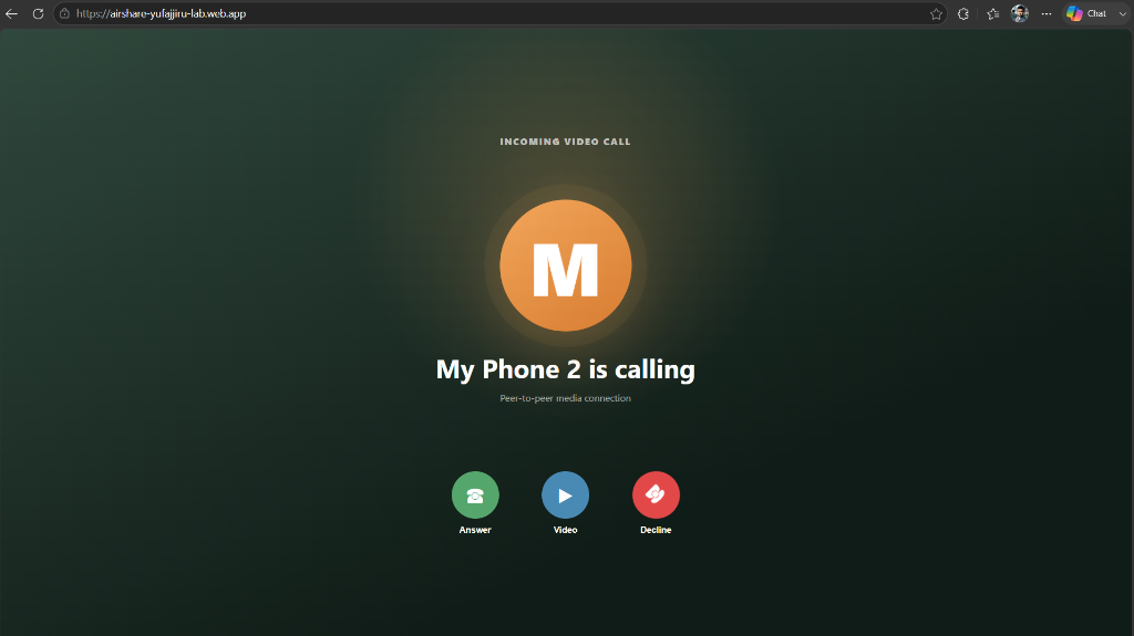 AirShare — Incoming call