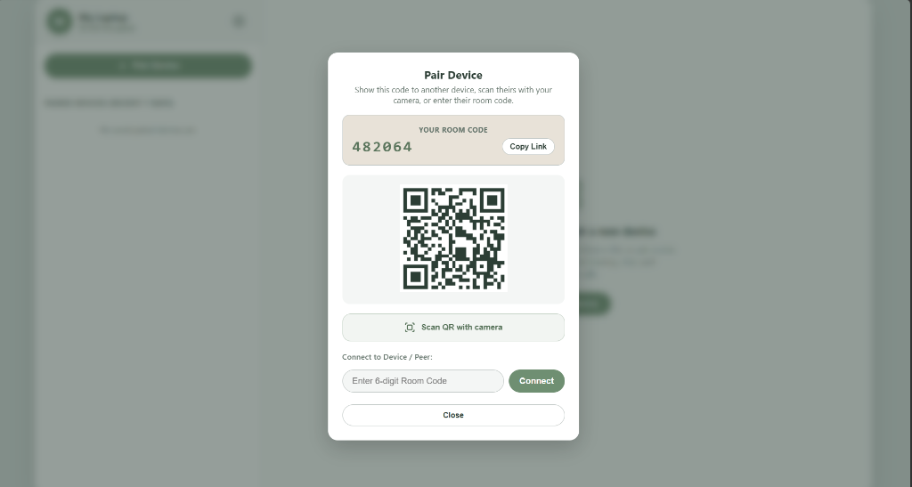 AirShare — Pair Device modal