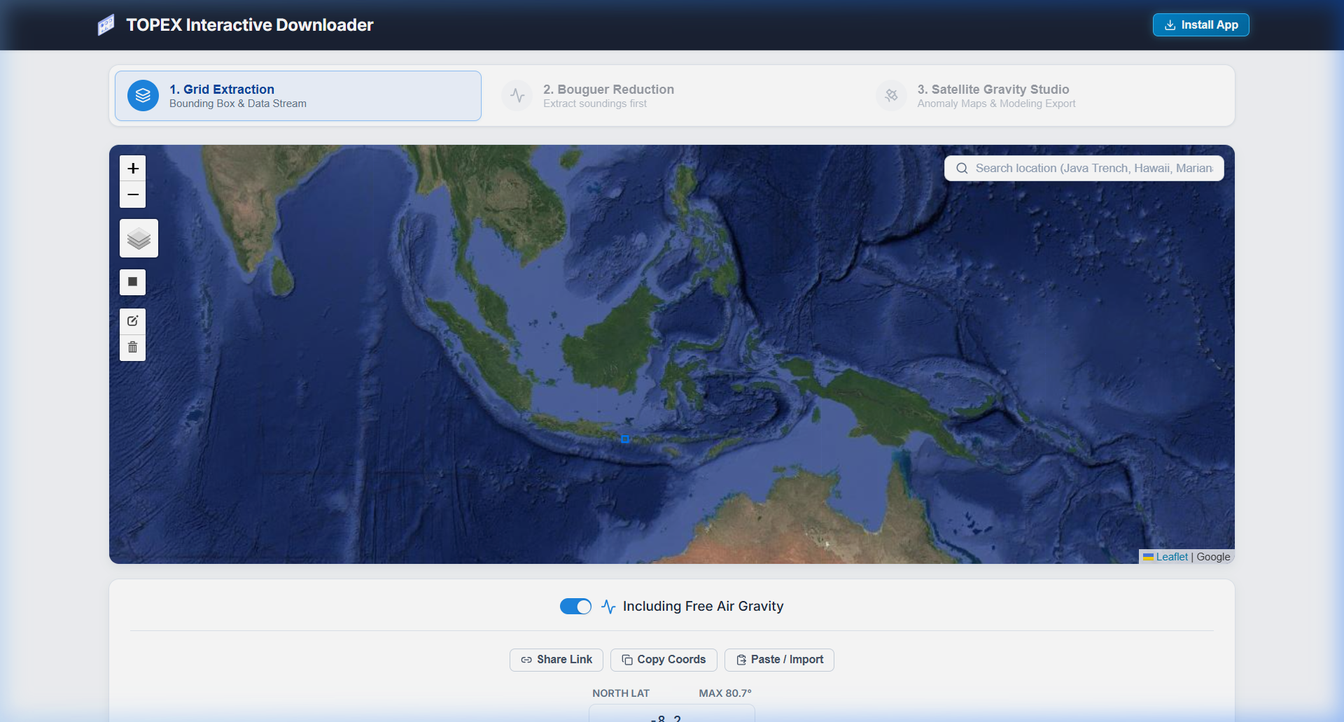 TOPEX Interactive — Spatial Extraction & Leaflet Search