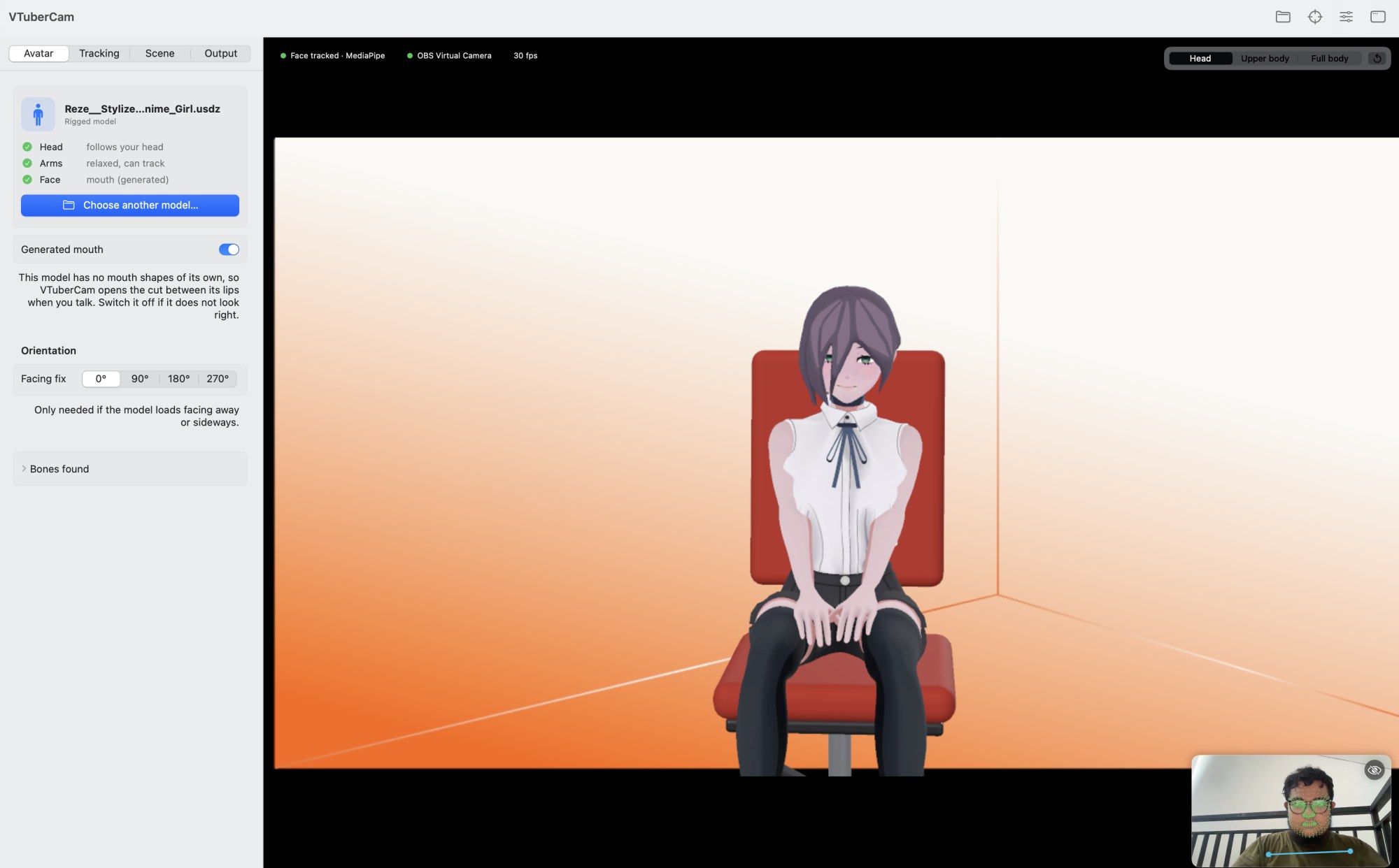 VTuberCam: A 3D Avatar Webcam for Meetings